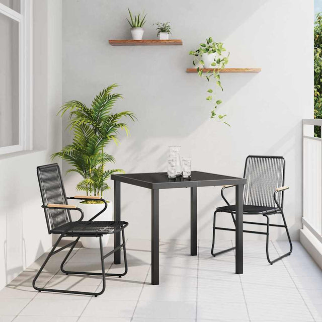 Vidaxl tuin eettafelset 3 st zwart gepoedercoat staal
