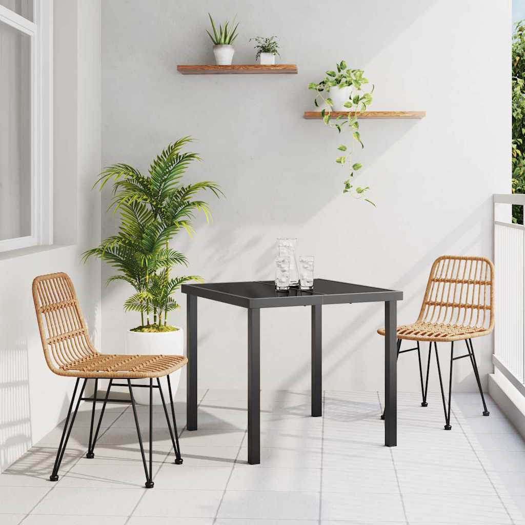 Vidaxl tuin eettafelset 3 st bruin gepoedercoat staal
