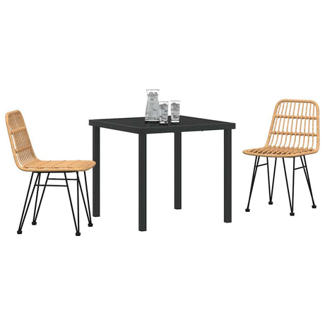 Vidaxl tuin eettafelset 3 st bruin gepoedercoat staal