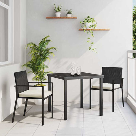 Vidaxl tuin eettafelset 3 st zwart gepoedercoat staal