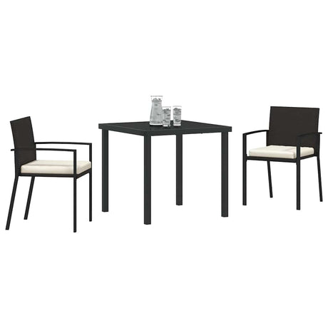 Vidaxl tuin eettafelset 3 st zwart gepoedercoat staal