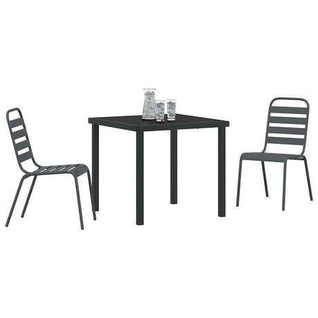 Vidaxl tuin eettafelset 3 st antraciet gepoedercoat staal