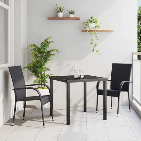 Vidaxl tuin eettafelset 3 st zwart gepoedercoat staal