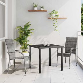 Vidaxl tuin eettafelset 3 st grijs gepoedercoat staal