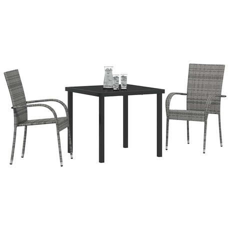 Vidaxl tuin eettafelset 3 st grijs gepoedercoat staal