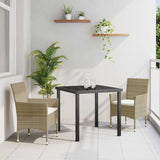 Vidaxl tuin eettafelset 3 st beige poly rattan