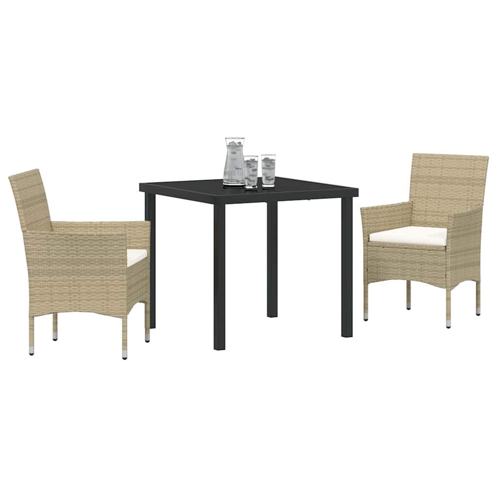 Vidaxl tuin eettafelset 3 st beige poly rattan