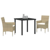 Vidaxl tuin eettafelset 3 st beige poly rattan