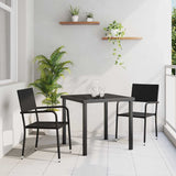 Vidaxl tuin eettafelset 3 st zwart poly rattan