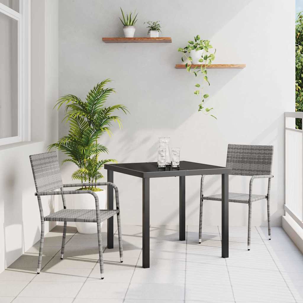 Vidaxl tuin eettafelset 3 st grijs poly rattan