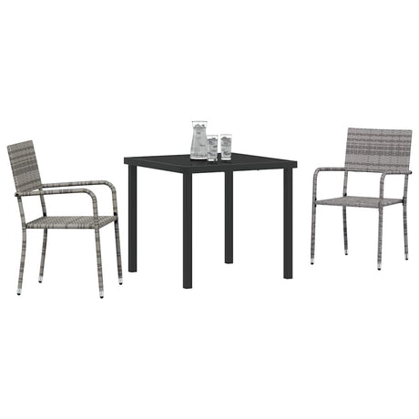 Vidaxl tuin eettafelset 3 st grijs poly rattan