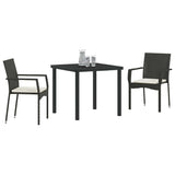 Vidaxl tuin eettafelset 3 st zwart poly rattan