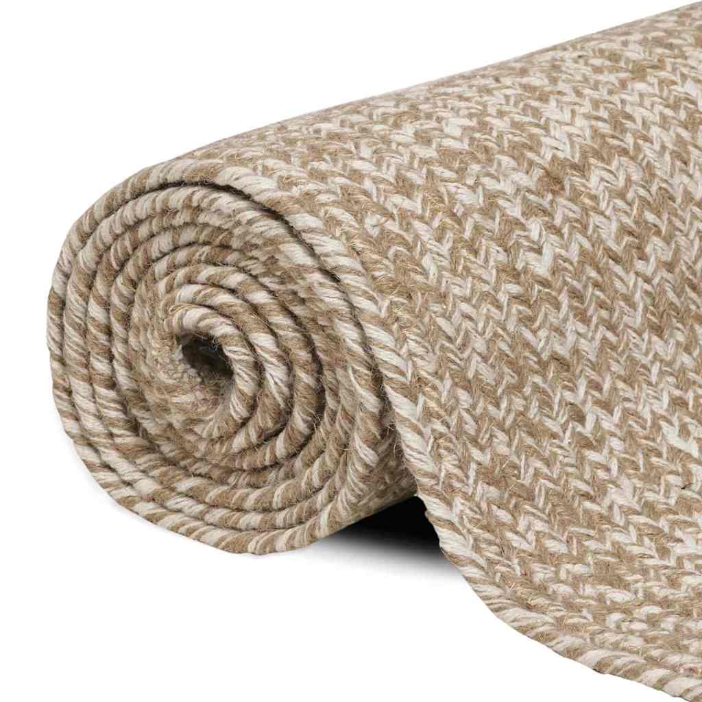 Vidaxl vloerkleden rechthoekig natuurlijk en wit 80 x 150 cm jute