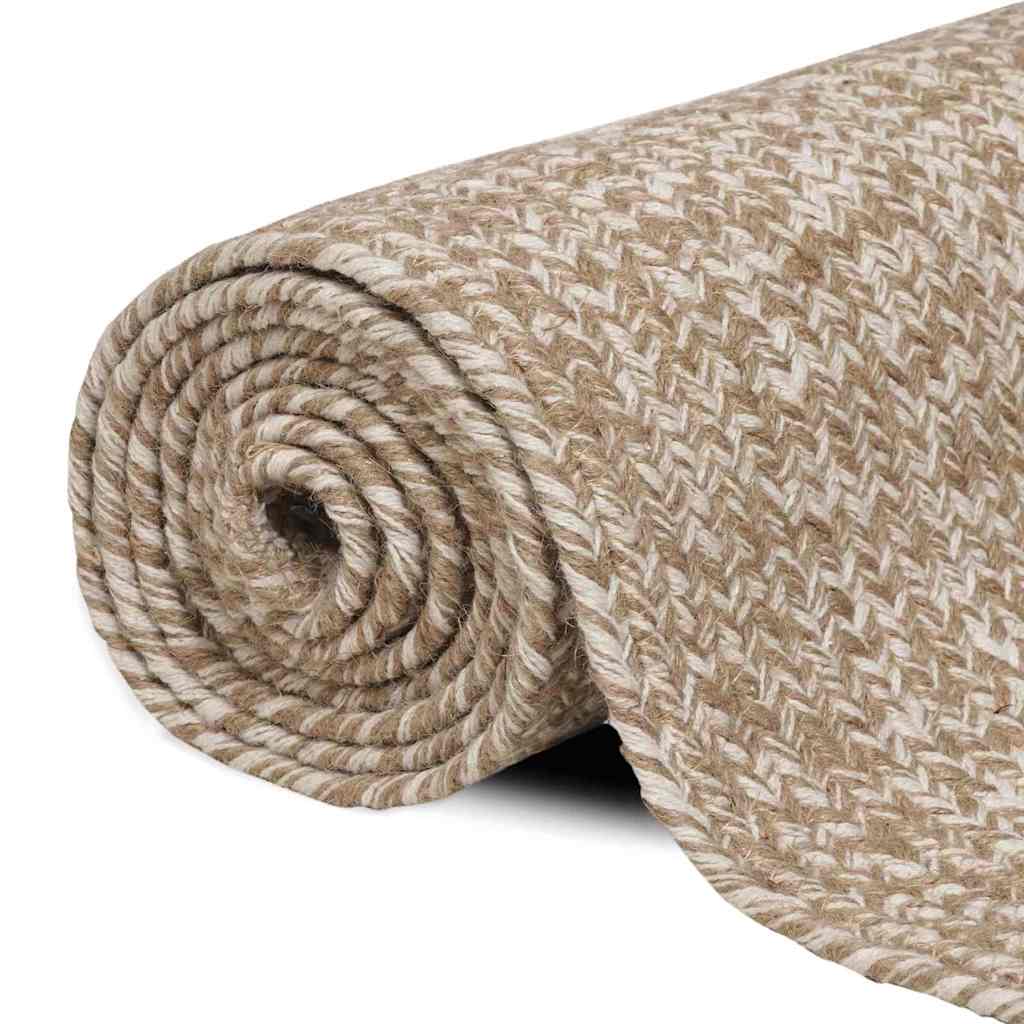 Vidaxl vloerkleden rechthoekig natuurlijk en wit 140 x 200 cm jute
