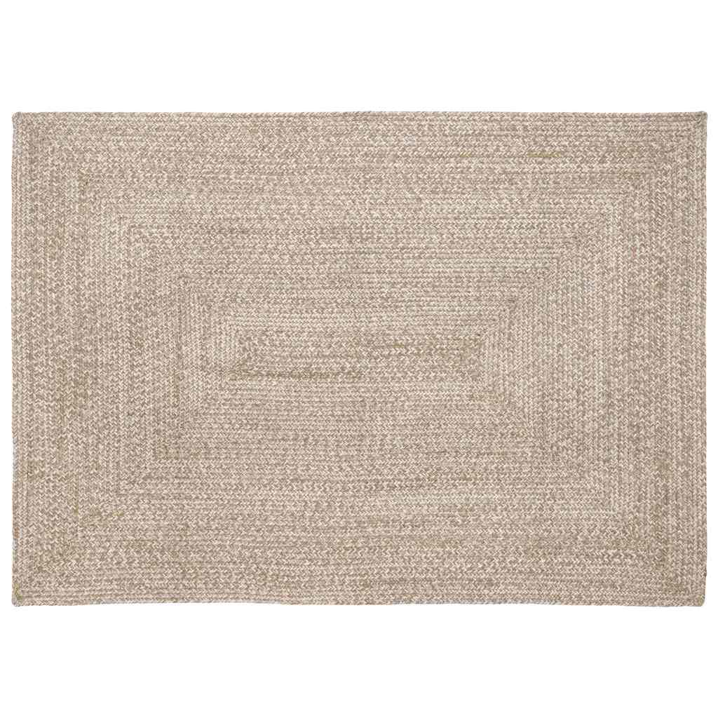 Vidaxl vloerkleden rechthoekig natuurlijk en wit 140 x 200 cm jute