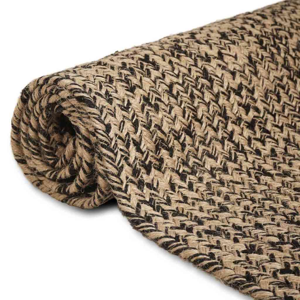 Vidaxl vloerkleden vierkant natuurlijk en zwart 300 x 300 cm jute