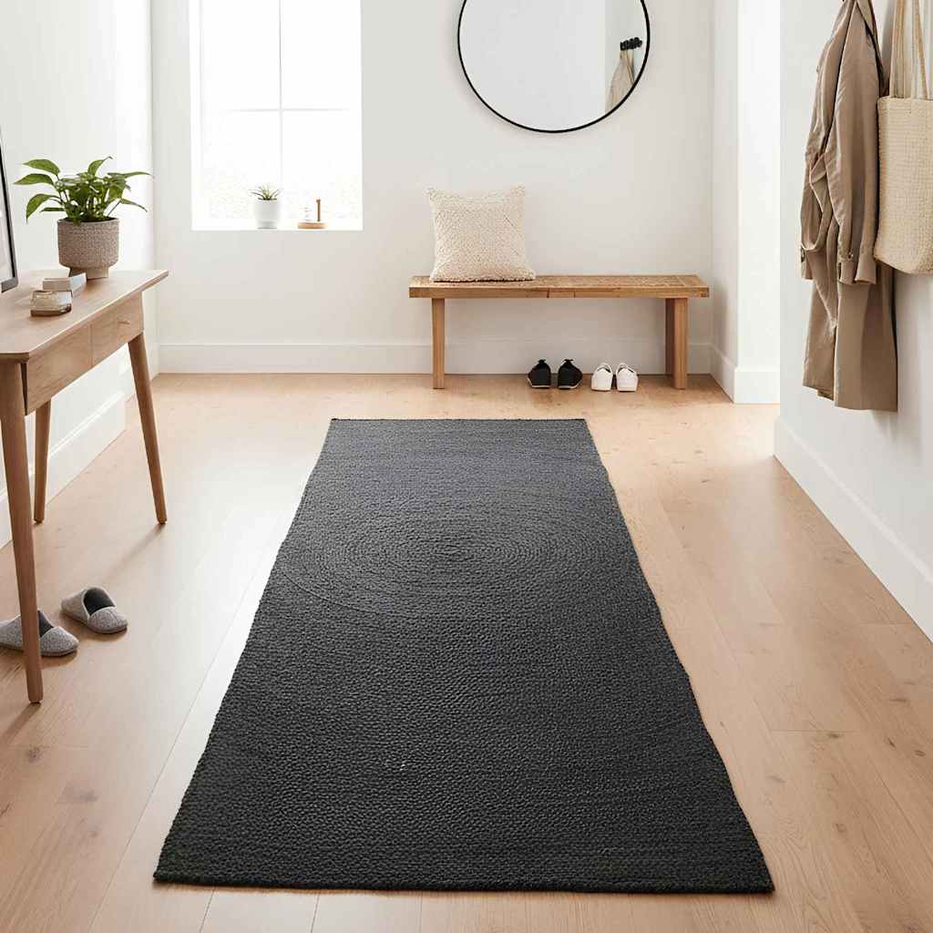 Vidaxl vloerkleden rechthoekig donkergrijs 60 x 400 cm jute