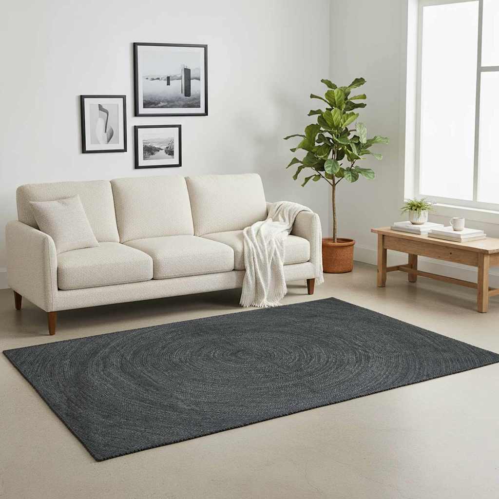 Vidaxl vloerkleden vierkant donkergrijs 200 x 200 cm jute
