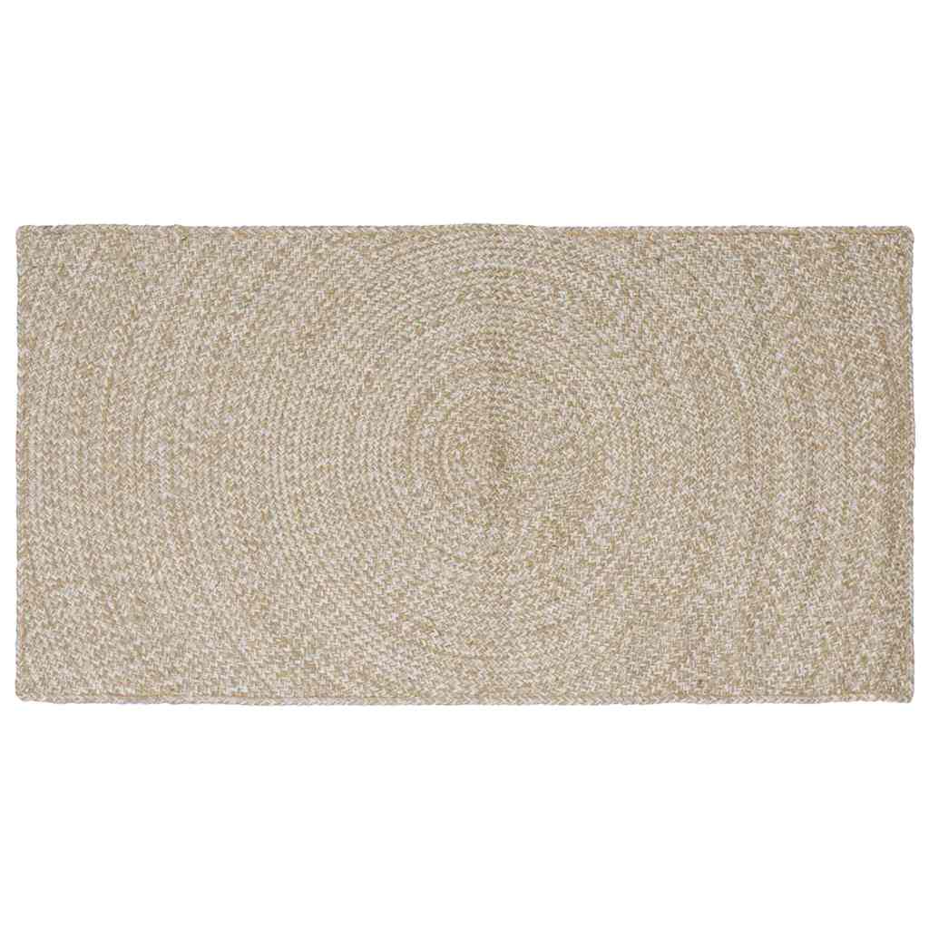 Vidaxl vloerkleden rechthoekig natuurlijk en wit 100 x 200 cm jute