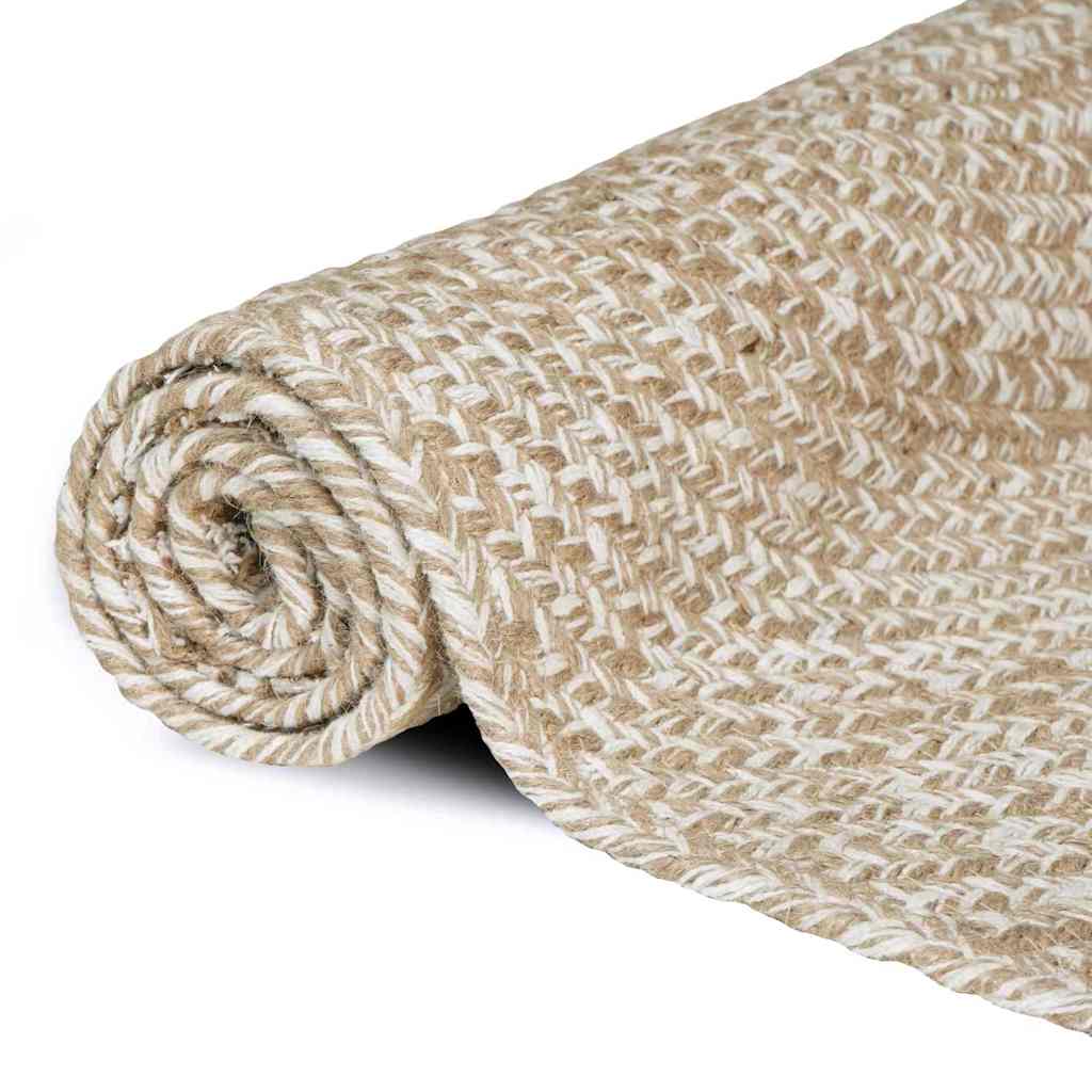 Vidaxl vloerkleden rechthoekig natuurlijk en wit 140 x 200 cm jute