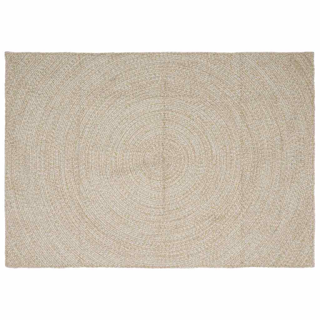Vidaxl vloerkleden rechthoekig natuurlijk en wit 160 x 230 cm jute