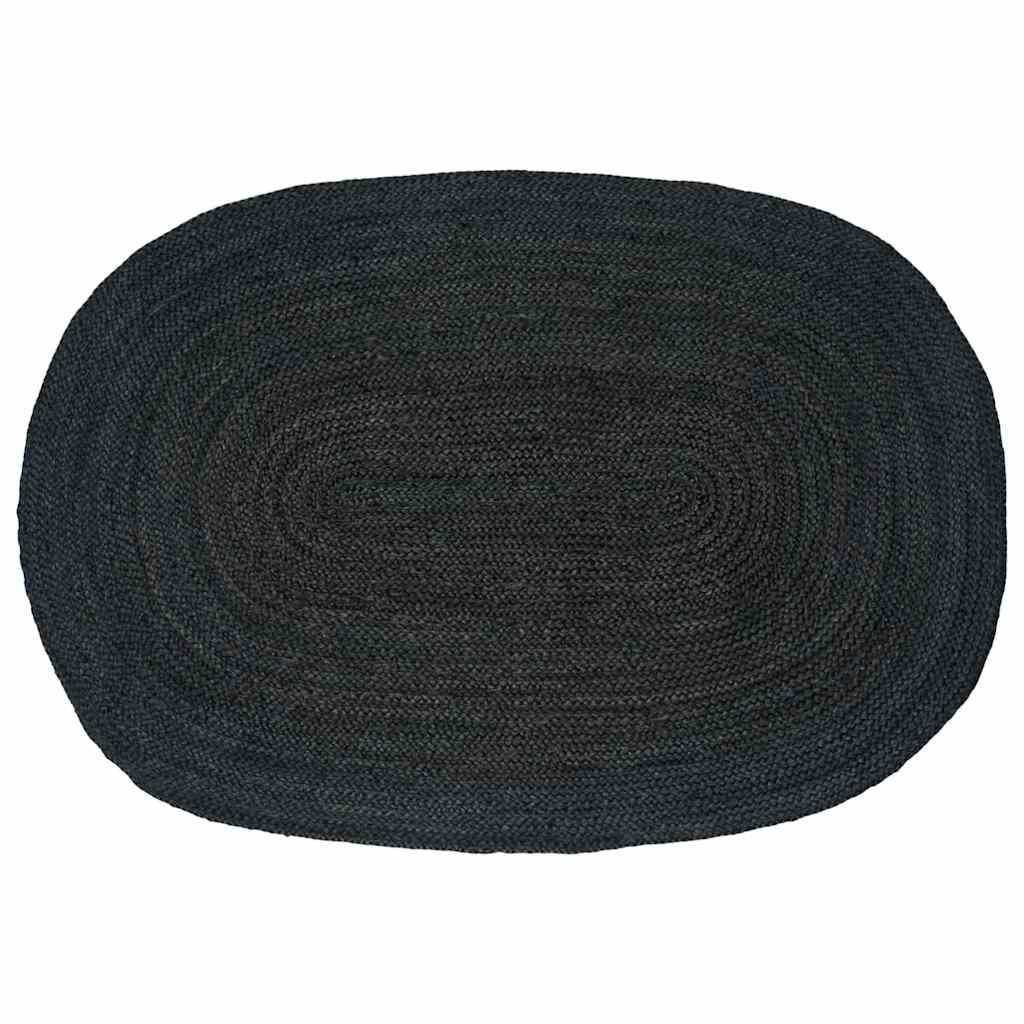 Vidaxl vloerkleden ovaal zwart 122 x 183 cm jute