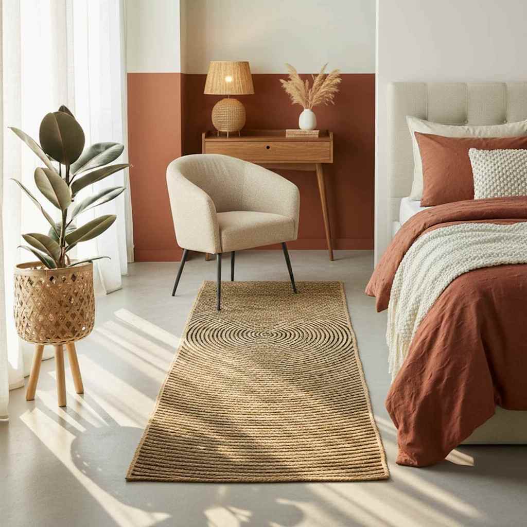 Vidaxl vloerkleed natuurlijk en zwart 80 x 150 cm jute