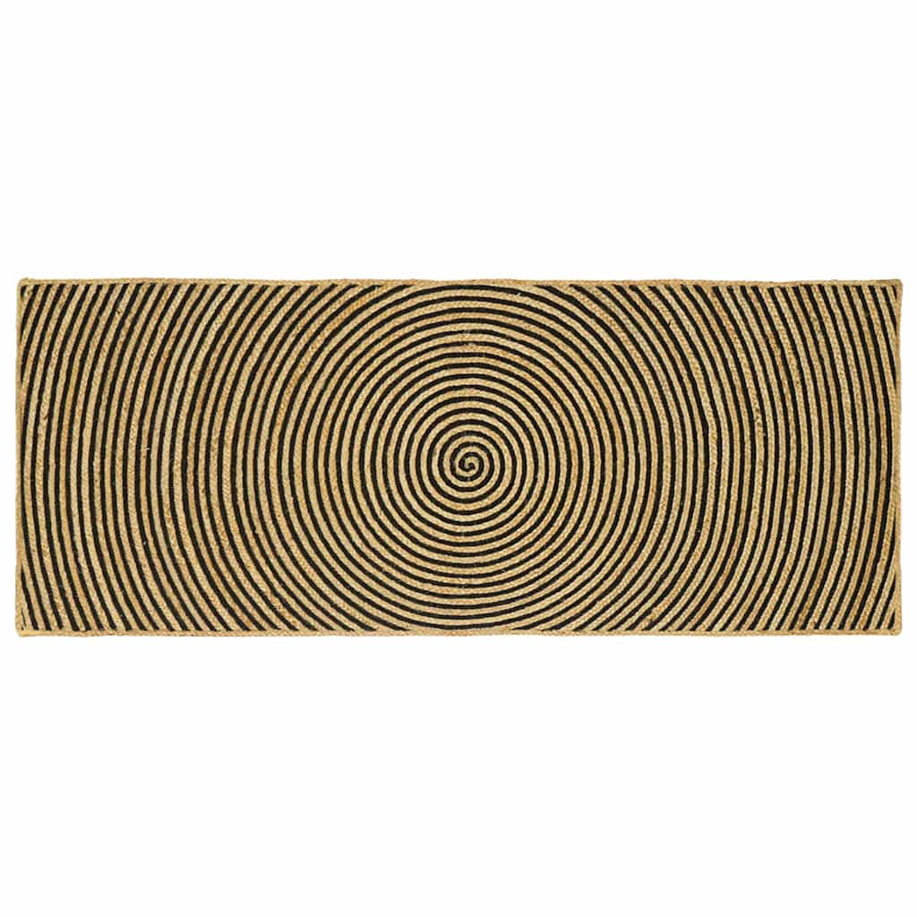 Vidaxl vloerkleed natuurlijk en zwart 80 x 200 cm jute