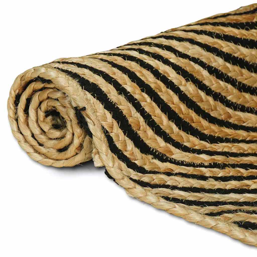 Vidaxl vloerkleed natuurlijk en zwart 160 x 160 cm jute