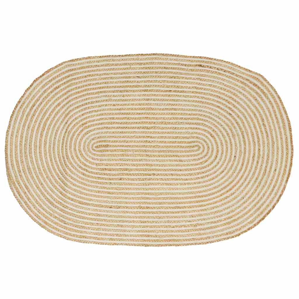 Vidaxl vloerkleed natuurlijk en wit 122 x 183 cm jute
