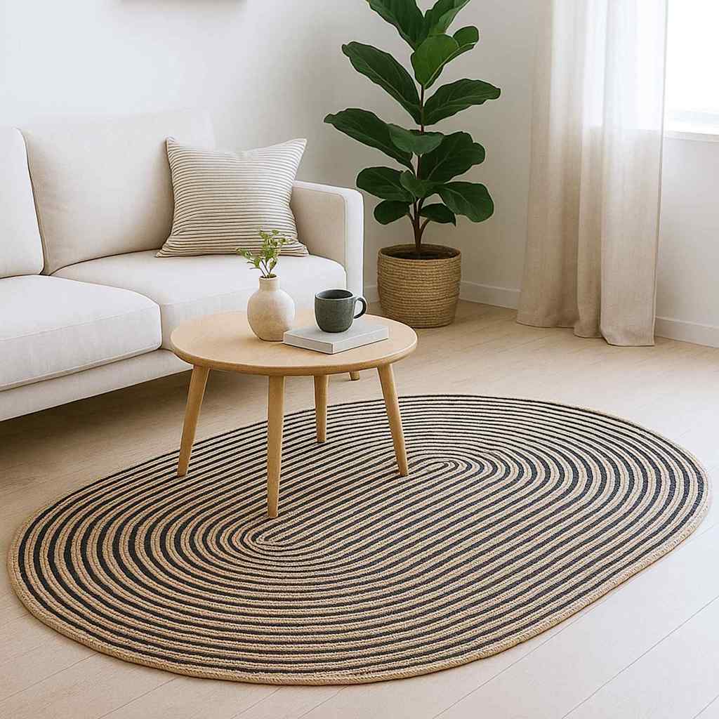 Vidaxl vloerkleed natuurlijk en zwart 152 x 245 cm jute