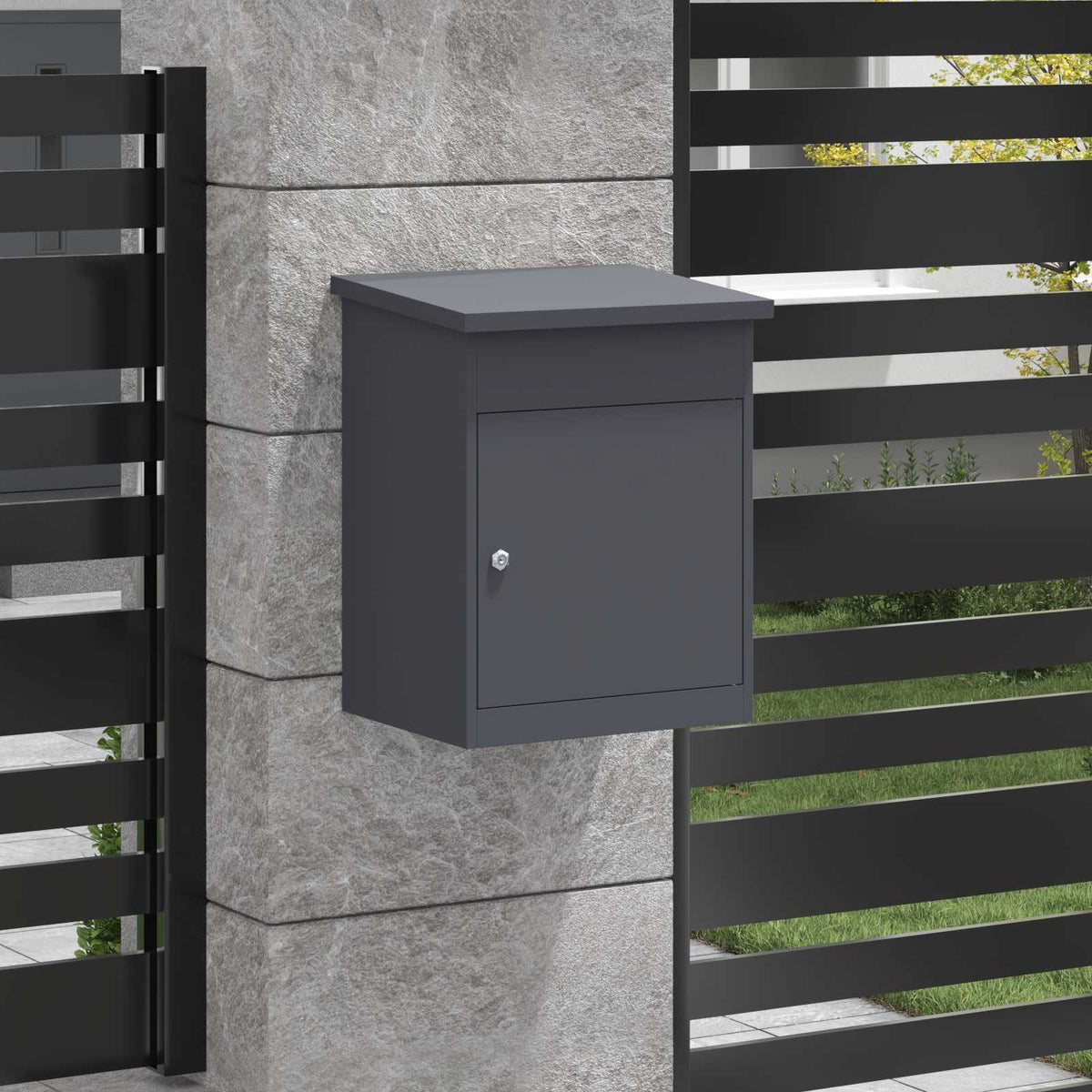 Vidaxl pakket inwerp box met opslag antraciet 47,5 x 38 x 59 cm staal