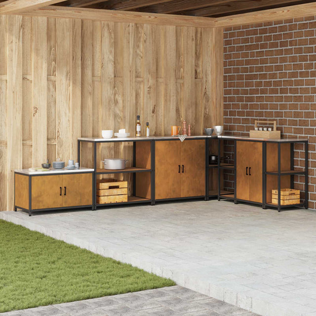 Vidaxl keukenplankeenheid hattem roestig 90 x 50 x 92 cm staal