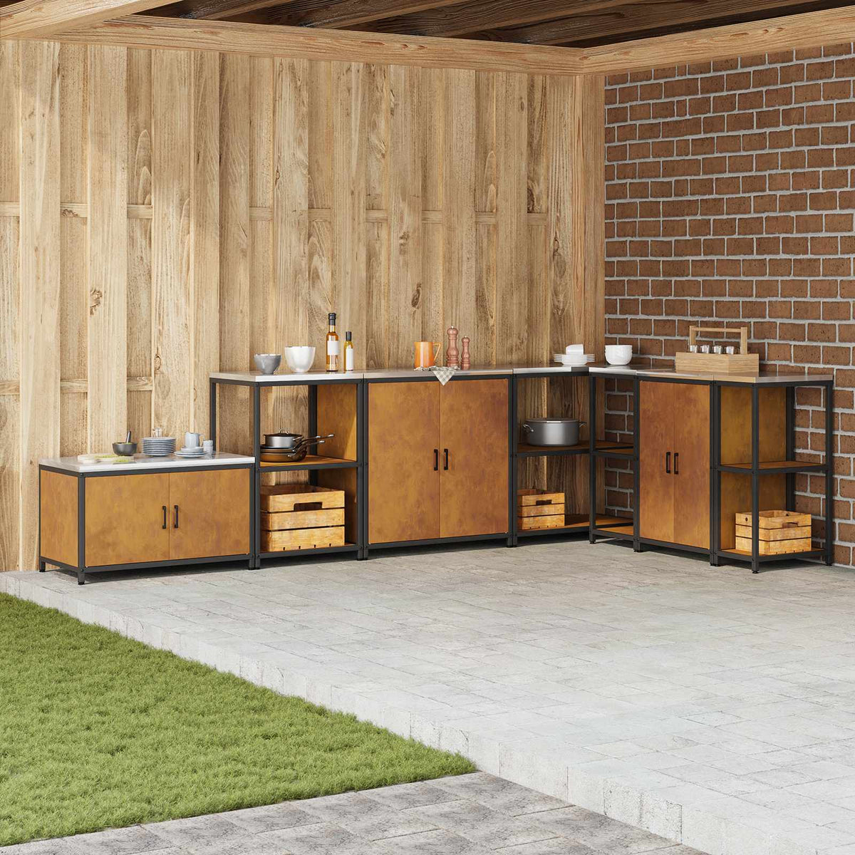 Vidaxl keukenopslag kast hattem roestig 90 x 50 x 53 cm staal