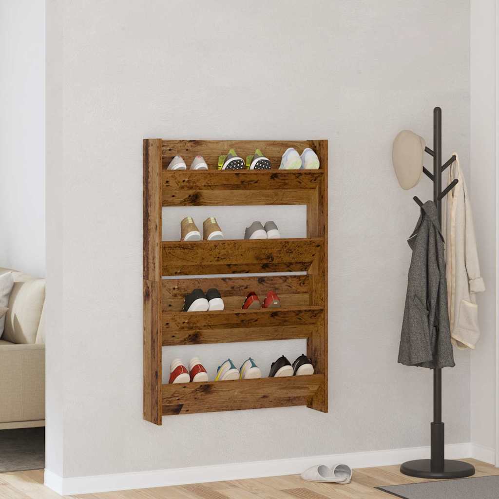 Vidaxl schoenenkast 2 pcs oud hout 80 x 18 x 60 cm bewerkt hout