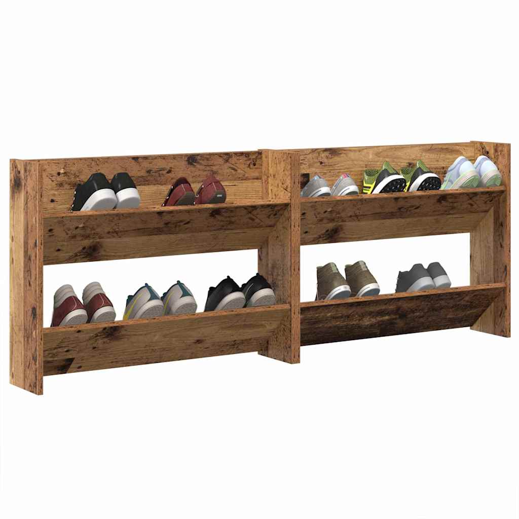 Vidaxl schoenenkast 2 pcs oud hout 80 x 18 x 60 cm bewerkt hout