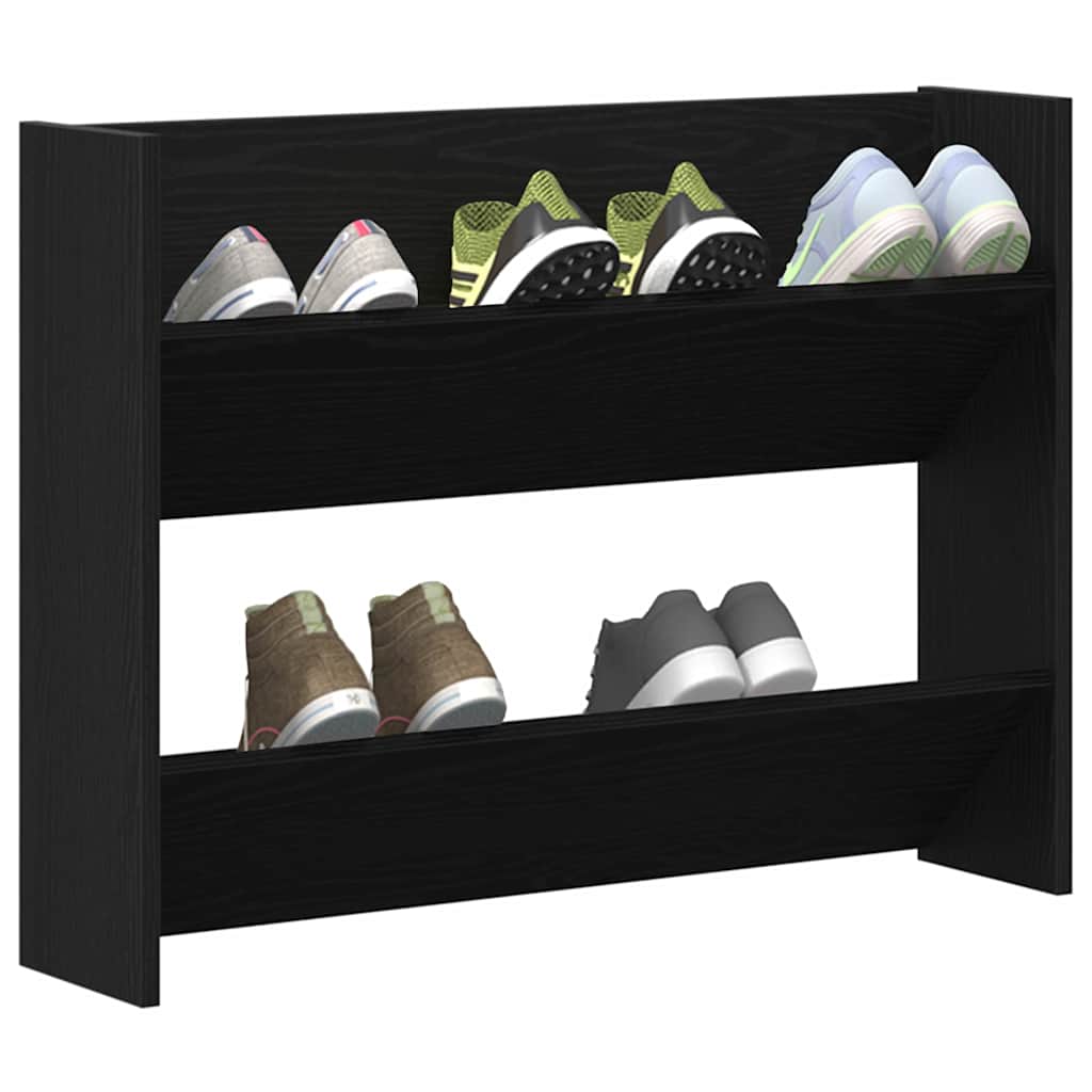 Vidaxl schoenenkast met plank zwart eiken 85 x 18 x 90 cm bewerkt hout