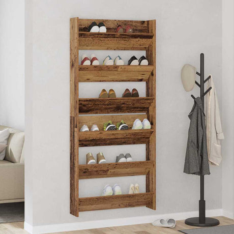 Vidaxl schoenenkast 2 pcs oud hout 85 x 18 x 90 cm bewerkt hout