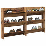 Vidaxl schoenenkast 2 pcs oud hout 85 x 18 x 90 cm bewerkt hout