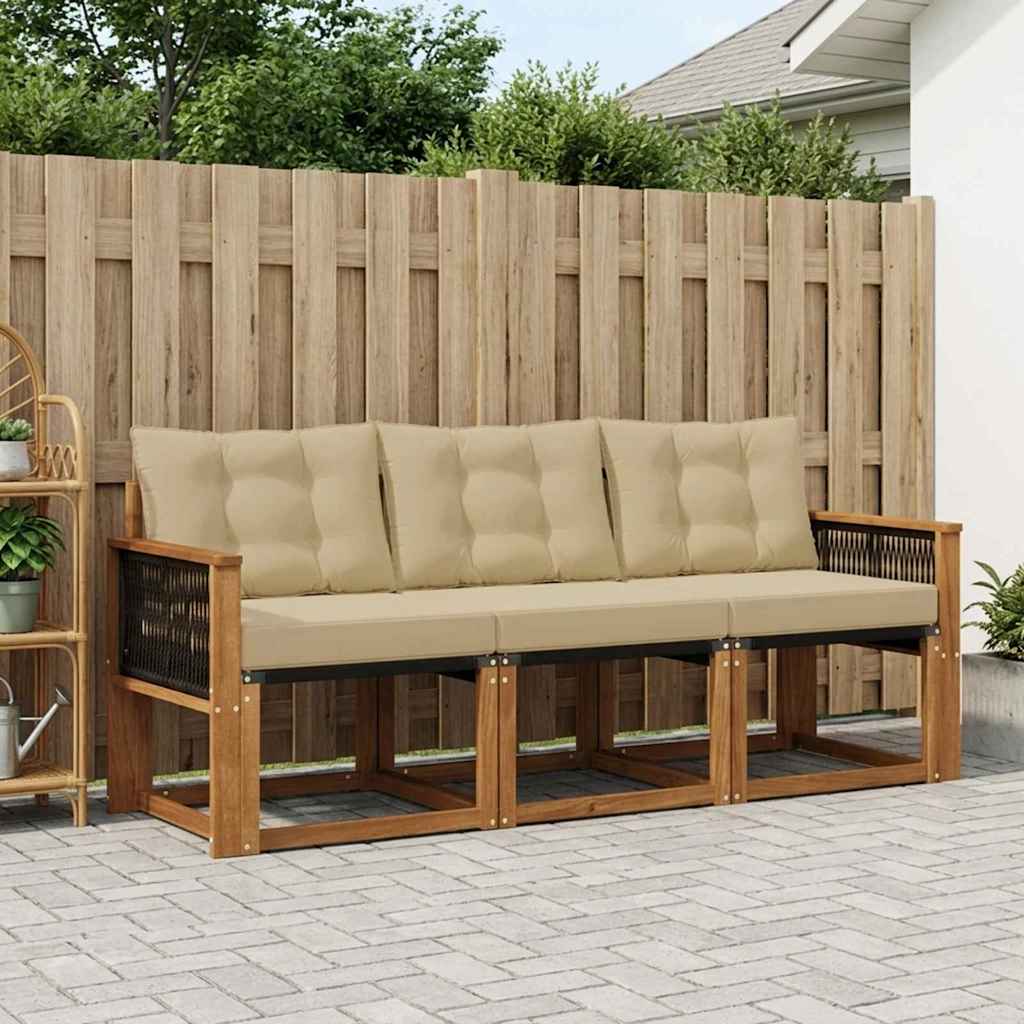 Vidaxl buiten bankenset 3 st natuurlijk en beige