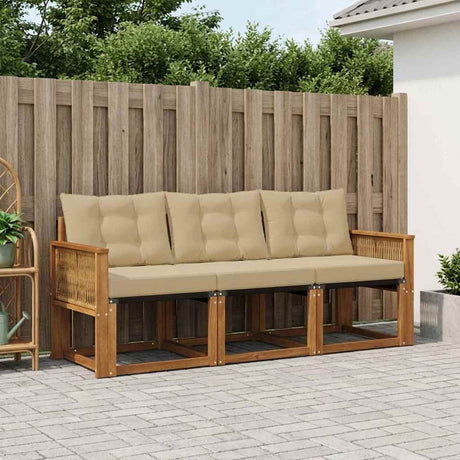 Vidaxl buiten bankenset 3 st natuurlijk en beige