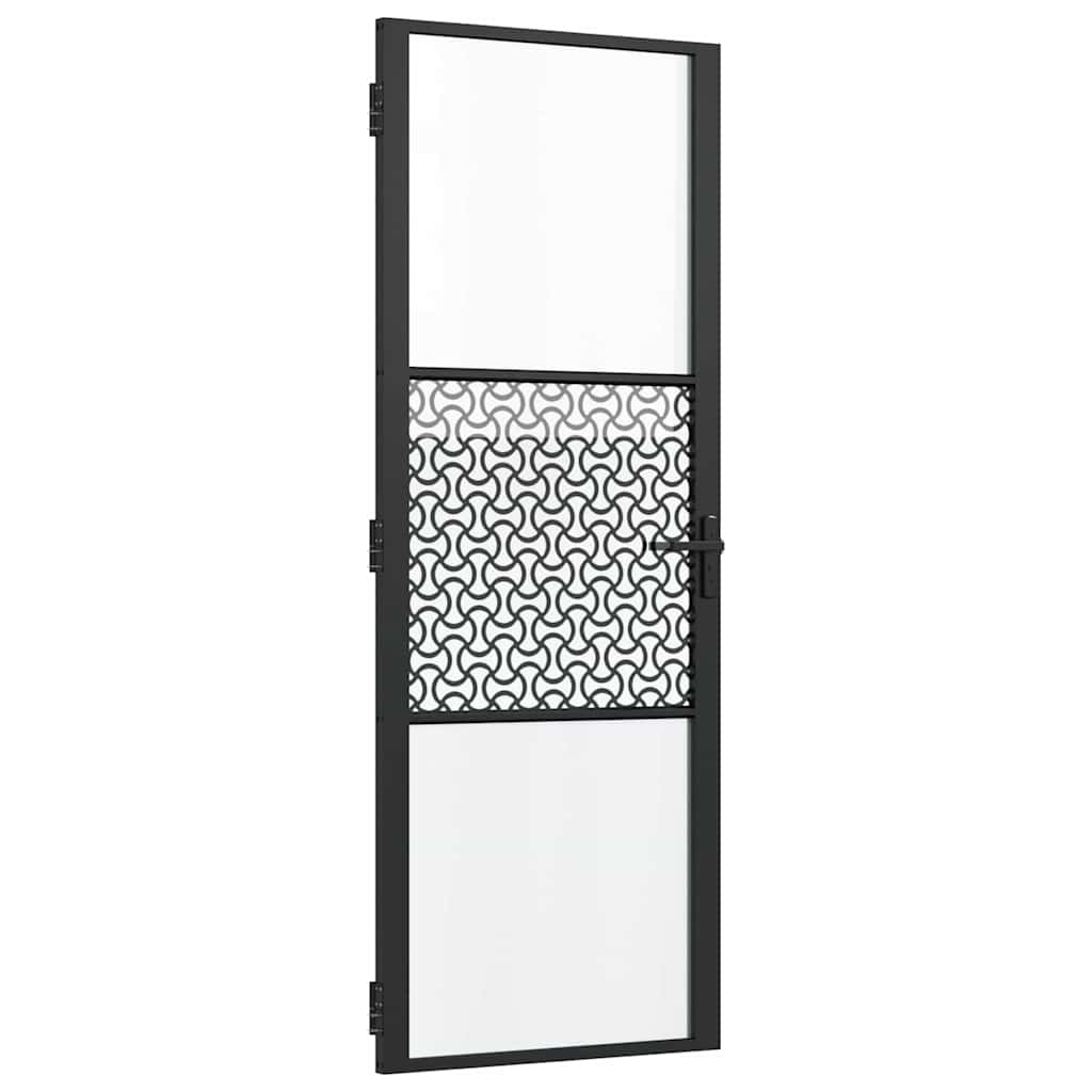 Vidaxl glazen deur fretwerk zwart 76 x 3.5 x 201.5 cm aluminium
