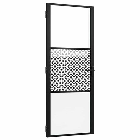 Vidaxl glazen deur fretwerk zwart 76 x 3.5 x 201.5 cm aluminium