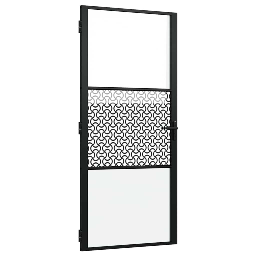 Vidaxl glazen deur fretwerk zwart 76 x 3.5 x 201.5 cm aluminium