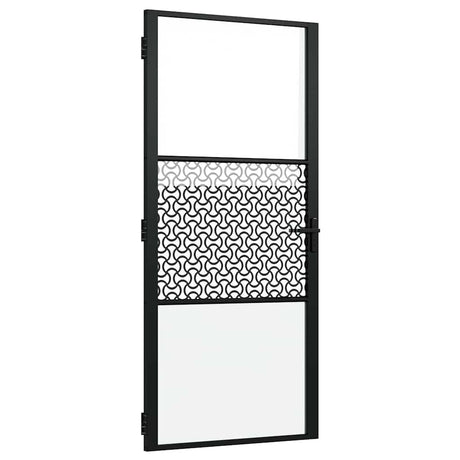 Vidaxl glazen deur fretwerk zwart 76 x 3.5 x 201.5 cm aluminium