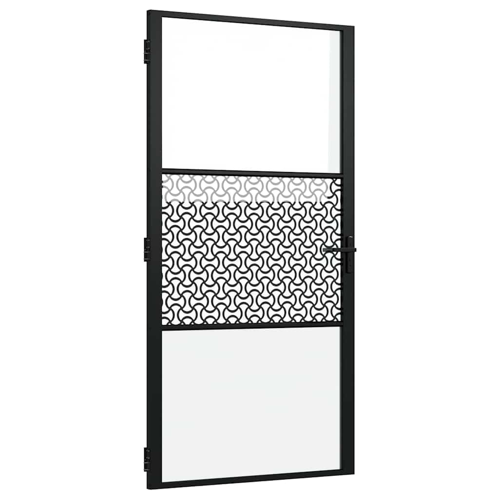 Vidaxl glazen deur fretwerk zwart 76 x 3.5 x 201.5 cm aluminium