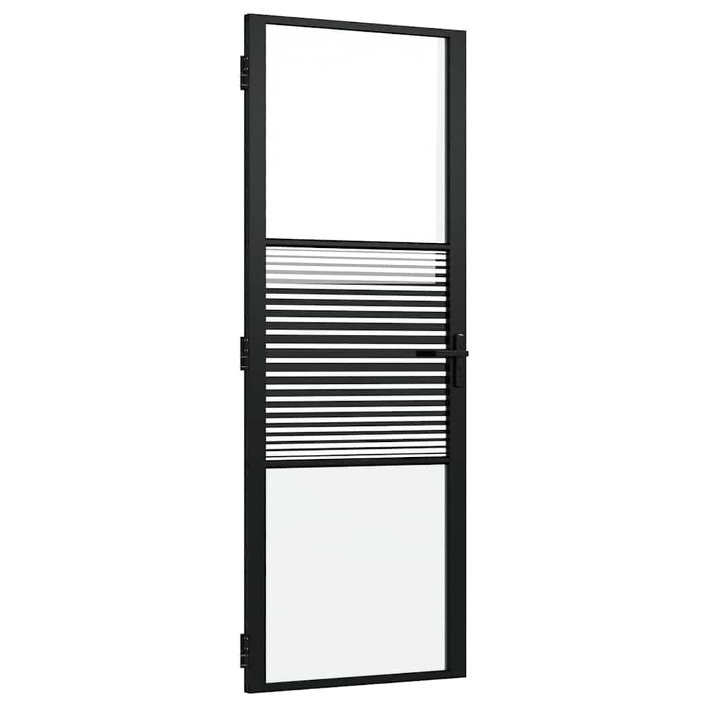 Vidaxl glazen deur gestreept zwart 76 x 3.5 x 201.5 cm aluminium