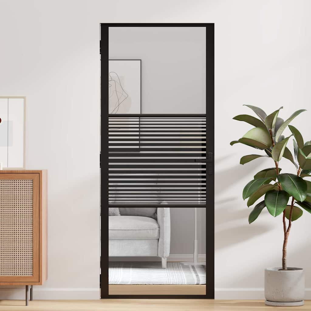 Vidaxl glazen deur gestreept zwart 76 x 3.5 x 201.5 cm aluminium