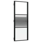 Vidaxl glazen deur gestreept zwart 76 x 3.5 x 201.5 cm aluminium