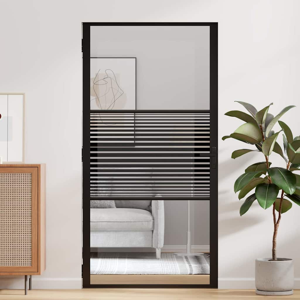 Vidaxl glazen deur gestreept zwart 76 x 3.5 x 201.5 cm aluminium